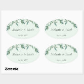 Elegant Green Foliage Wedding Ovale Sticker (Vel)