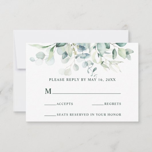 Elegant Green Foliage Wedding RSVP (Voorkant)