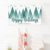 Elegant Green Forest Custom Company Holiday Party Spandoek (Insitu)