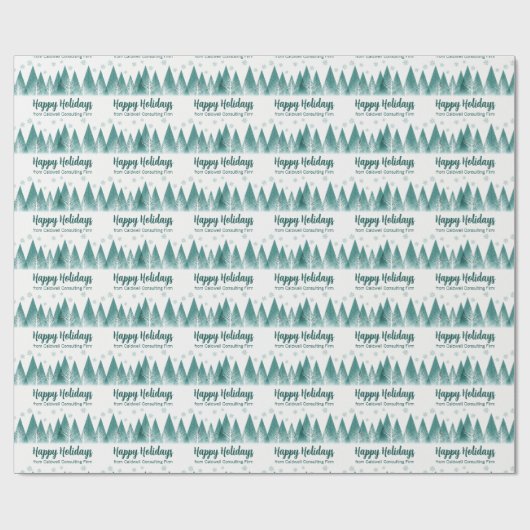 Elegant Green Forest Custom Company Prettige feest Cadeaupapier (Vlak)
