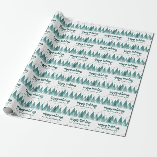 Elegant Green Forest Custom Company Prettige feest Cadeaupapier (Uitgerold)