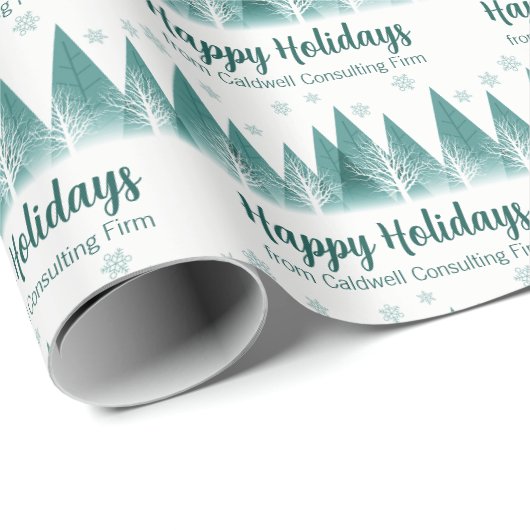 Elegant Green Forest Custom Company Prettige feest Cadeaupapier (Rol Hoek)