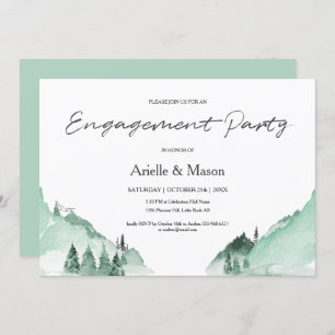 Elegant Green Forest Mountains Engagement Party Kaart