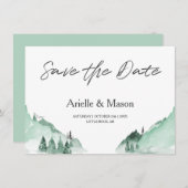 Elegant Green Forest Mountains Save the Date (Voorkant / Achterkant)