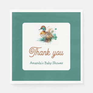 Elegant Green Framed Mallard Duck Baby shower Servet