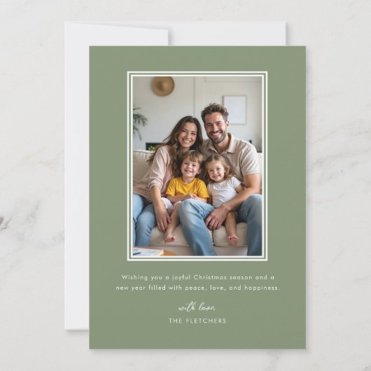 Elegant Green Front Door New Home Christmas Feestdagenkaart (Achterkant)