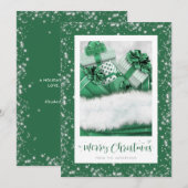 Elegant Green Gifts Snow Merry-kerstkaarten Feestdagenkaart (Voorkant / Achterkant)