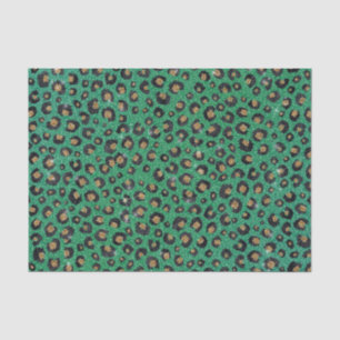 Elegant Green Glitter Black Gold Leopard Print Tissuepapier
