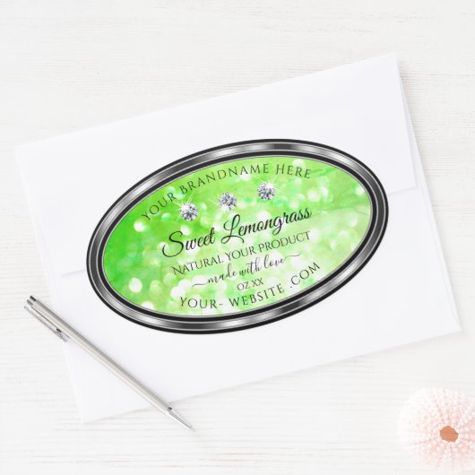 Elegant Green Glitter Product Labels Rhinestones (Envelop)