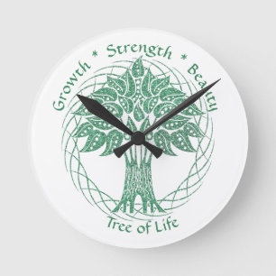 Elegant Green Glitter Tree of Life Zen Yoga Ronde Klok