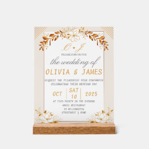 Elegant Green & Gold Acrylic Welcome Sign