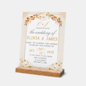 Elegant Green & Gold Acrylic Welcome Sign (Angle)