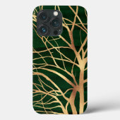 Elegant Green Gold Autumn Tree Tekening Case-Mate iPhone Case (Achterkant)