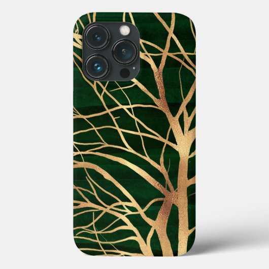 Elegant Green Gold Autumn Tree Tekening Case-Mate iPhone Case (Achterkant)