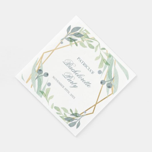 Elegant Green Gold Botanical Bachelorette Party Servet (Hoek)