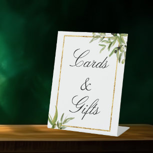 Elegant Green Gold Botanical Vine Kaarten & Giften Reclamebord Met Voetstuk