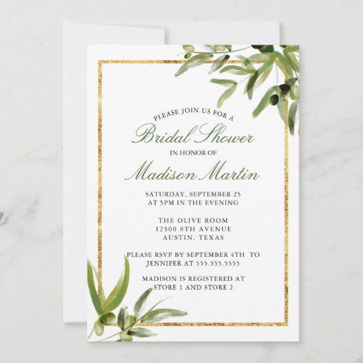 Elegant Green Gold Botanical Vine Vrijgezellenfees Kaart (Voorkant)