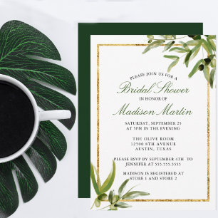 Elegant Green Gold Botanical Vine Vrijgezellenfees Kaart