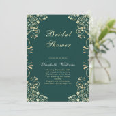 Elégant Green Gold Bridal Shower Invitation (Debout devant)