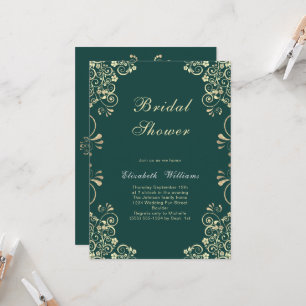 Elégant Green Gold Bridal Shower Invitation