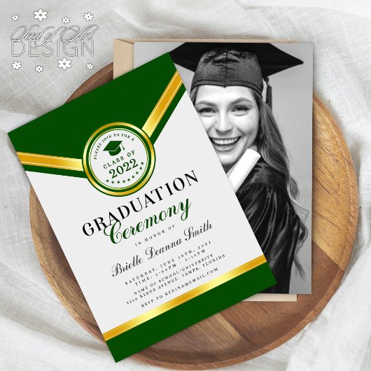 Elégant Green Gold Ceremony Invitation