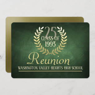Elegant Green Gold Class Reunion Invitation Kaart