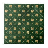 Elegant Green Gold Clover Tegeltje (Voorkant)