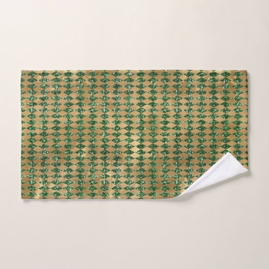 Elegant Green Gold Diamond Pattern Bad Handdoek (Handdoek)