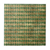 Elegant Green Gold Diamond Pattern Tegeltje (Voorkant)