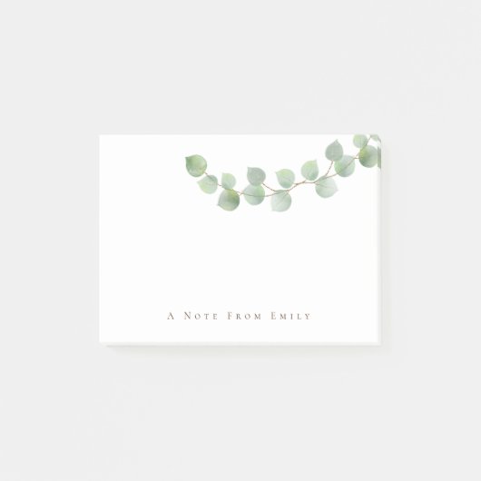 Elegant Green Gold Eucalyptus Leaf Name Post-it® Notes (Voorkant)