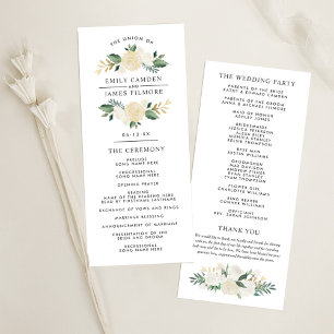 Elegant Green Gold Floral Greenery Wreath Wedding Programma