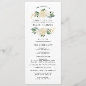 Elegant Green Gold Floral Greenery Wreath Wedding Programma (Voorkant)