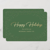 Elegant Green Gold Foil Hand Lettered Business Feestdagenkaart (Voorkant / Achterkant)
