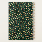 Elegant Green & Gold Foil Leopard Spots Monogram Planner (Achterkant)