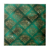 Elegant Green Gold Geometric Pattern Kerstmis Tegeltje (Voorkant)