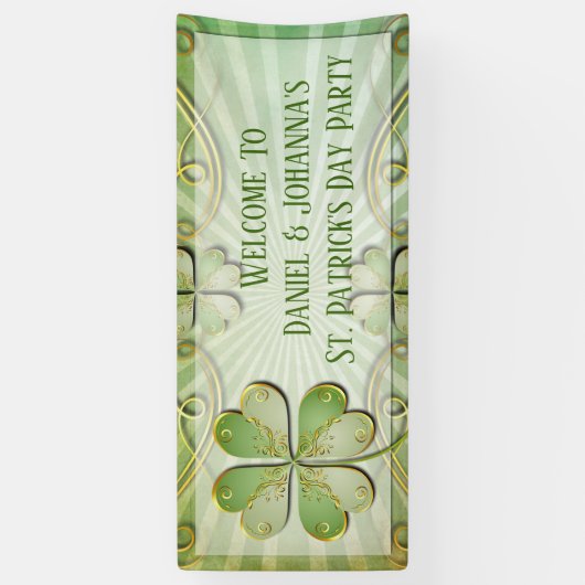Elegant Green Gold Glover St Patrick'd Day Party Spandoek (Verticaal)