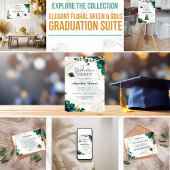 Élégant Green & Gold Graduation Party Invitation