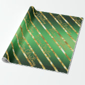 Elegant Green Gold Merry kerst Cadeaupapier (Uitgerold)