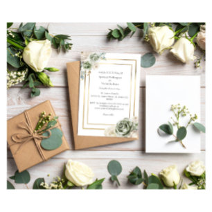 & Elegant Green Gold Micro Wedding Kaart