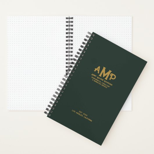 Elegant Green & Gold Monogram Bullet Page Journal (À l'intérieur)