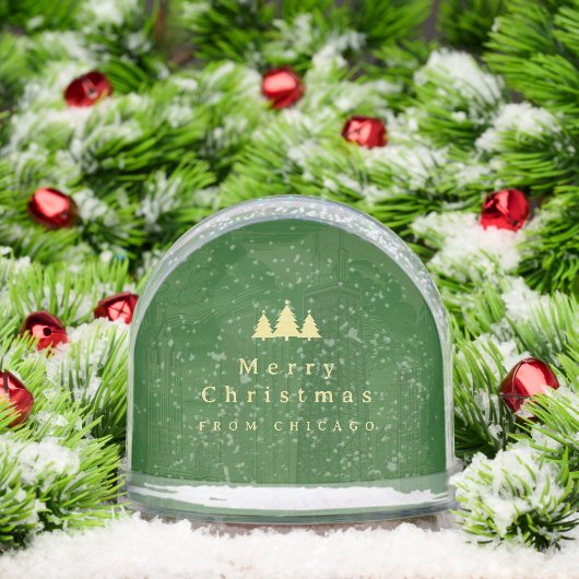 Elégant Green Gold Photo Snow Globe (Noël)