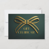 Elegant Green & Gold Ribbon Gift Certificate Card (Voorkant)