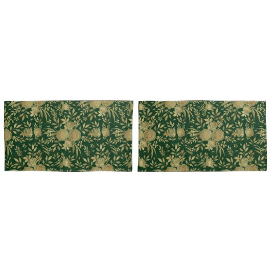 Elegant Green Gold Rozen Floral Design Kussensloop (Voorkant-Set)