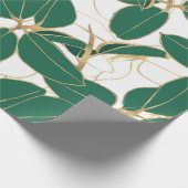 Elegant Green Gold Rubber Plant Foliage Design Cadeaupapier (Hoek)