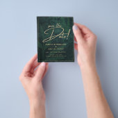 Elegant Green Gold Save the Date QR Code RSVP Flyer (Hand)