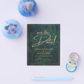 Elegant Green Gold Save the Date QR Code RSVP Flyer (Enkel)
