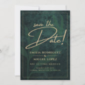Elegant Green Gold Save the Date QR Code RSVP Kaart (Voorkant)