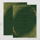 Elegant Green Gold Spark Wedding Invitation (Devant / Derrière)