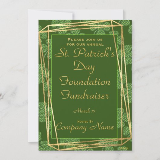 Elégant Green & Gold St. Patrick Party Invitation (Devant)