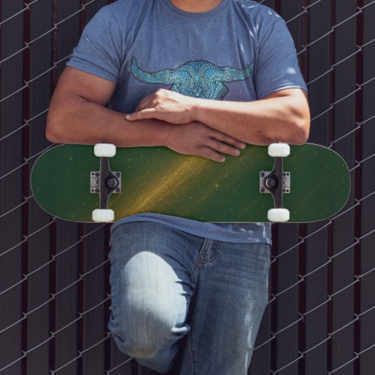 Elegant Green & Gold Unisex Skateboard (Extérieur 3)